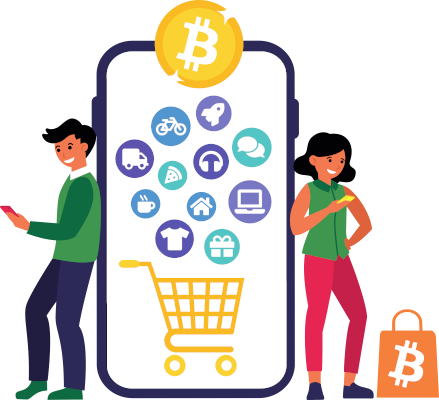 Customers shopping with Bitcoin